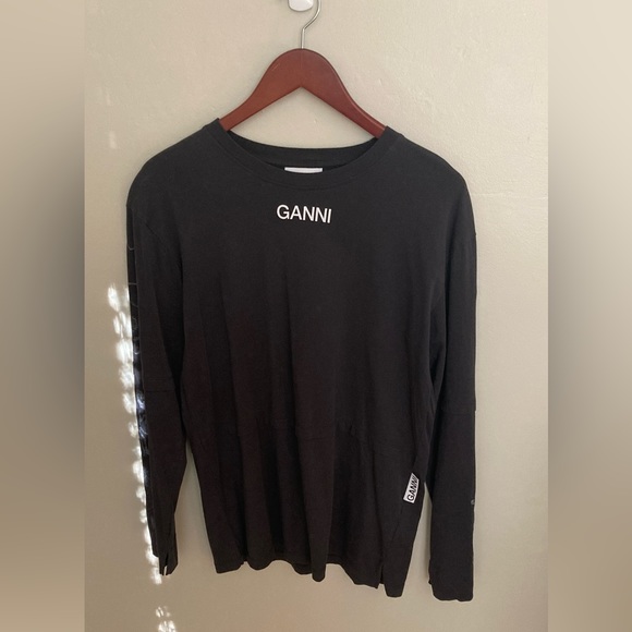 GANNI Black Space Graphic long sleeve tee, small - Picture 4 of 6